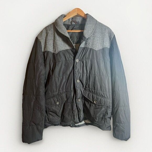 Ted Baker Mens Coat Size 6 L XL Black Quilted Field Walking Jacket Houndstooth - Picture 1 of 11